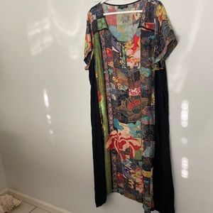 Citron dress 50 inches long. Beautiful Asian inspired print